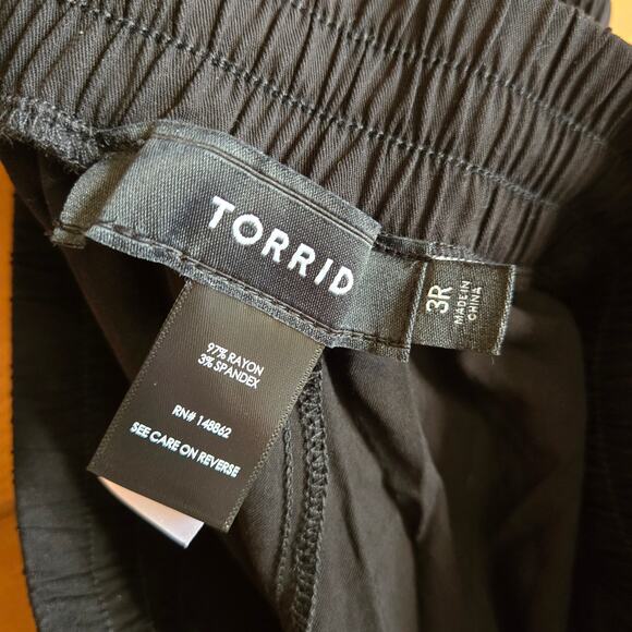 Torrid Pull-On Jogger Cargo High Rise Pant Black 3R Elastic Tie Waist Pocket - Picture 7 of 7